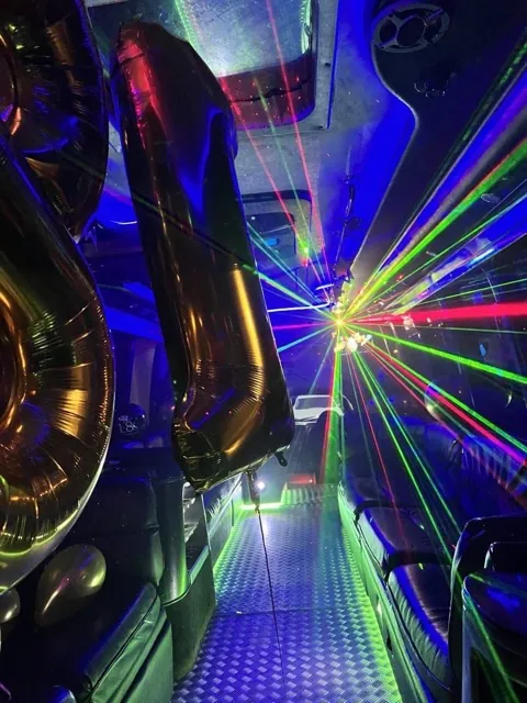 Discobus illuminato in serata per un evento privato a Roma
